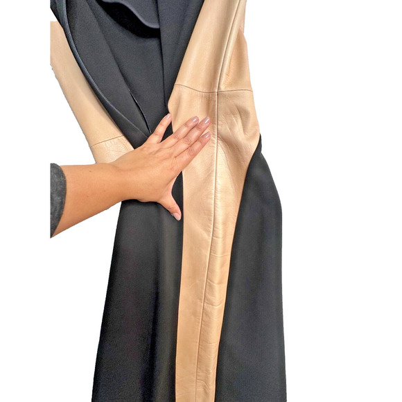 Diane von Furstenberg Black and Tan Leather Mosaic4 Women's Dress Size 2 - Picture 11 of 16